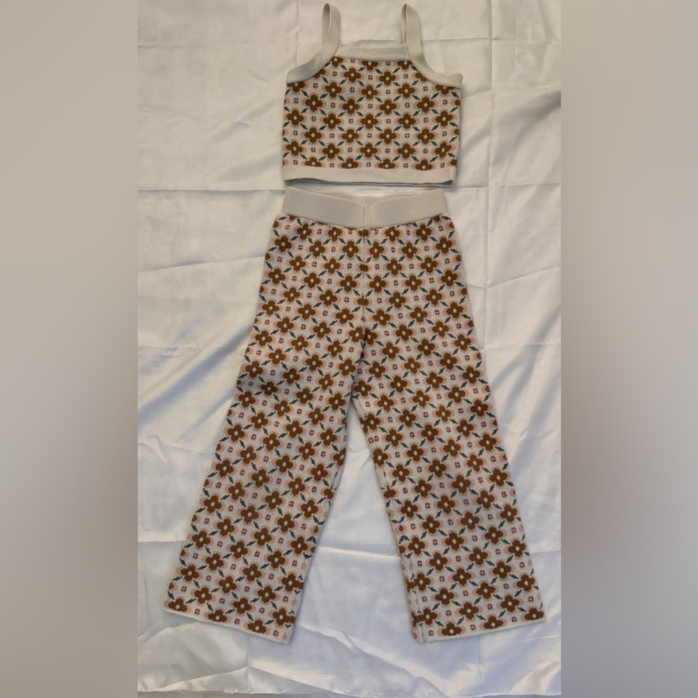 Rylee+Cru Floral Patterned Girls Flare Pants With Matching Top